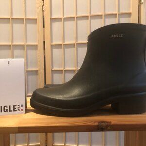 AIGLE Miss Juliette Ankle Rain Boots – Black – EU 39 (US 7) – NWOT, Tag Included